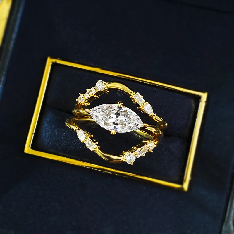 Apaison сверкающий высокоуглеродистый бриллиант женский комплект колец