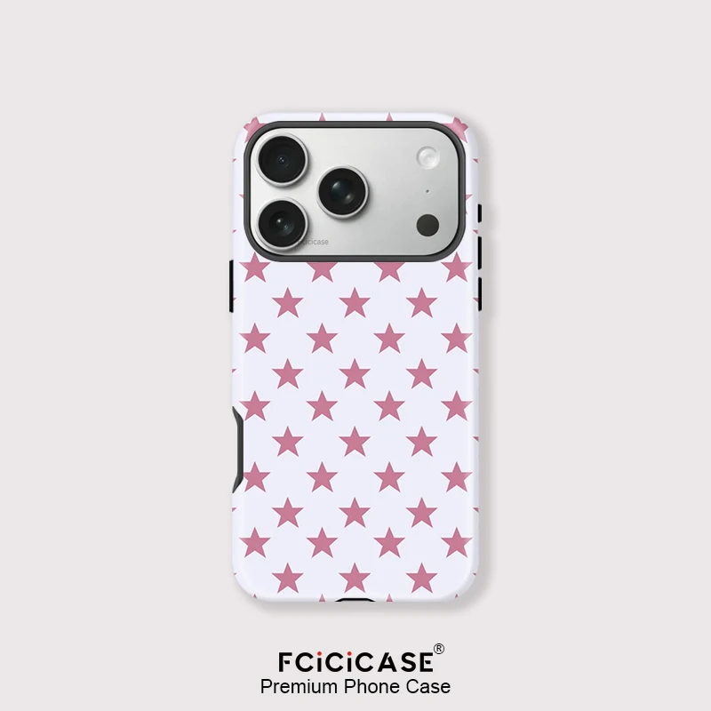 Фото Матовый акриловый чехол Fcicicase для iPhone 17 Air 16 15 14 13 12 11 Pro Max Plus с магнитной поддержкой MagSafe и рисунком «Звезды» №1