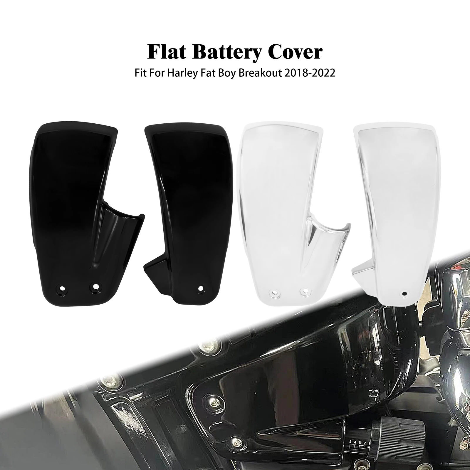 

Motorcycle Left & Right Battery Side Cover Fairing Black/Chrome For Harley M8 Softail Breakout Fat Boy Bob FLSB 2018-2022 FXDR