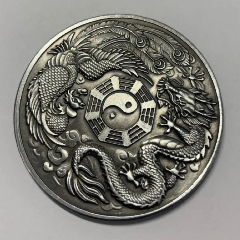 

2022 New 1oz Dragon Tiger Silver Coin Silver Plated 40mm Collectible Sourvenir Coins Drop Shipping