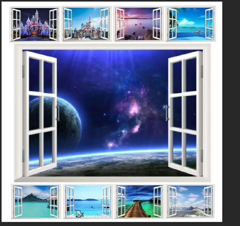 

Outer Space 3D Window Decal wall stickers Decals Home Decor Beach Art Mural