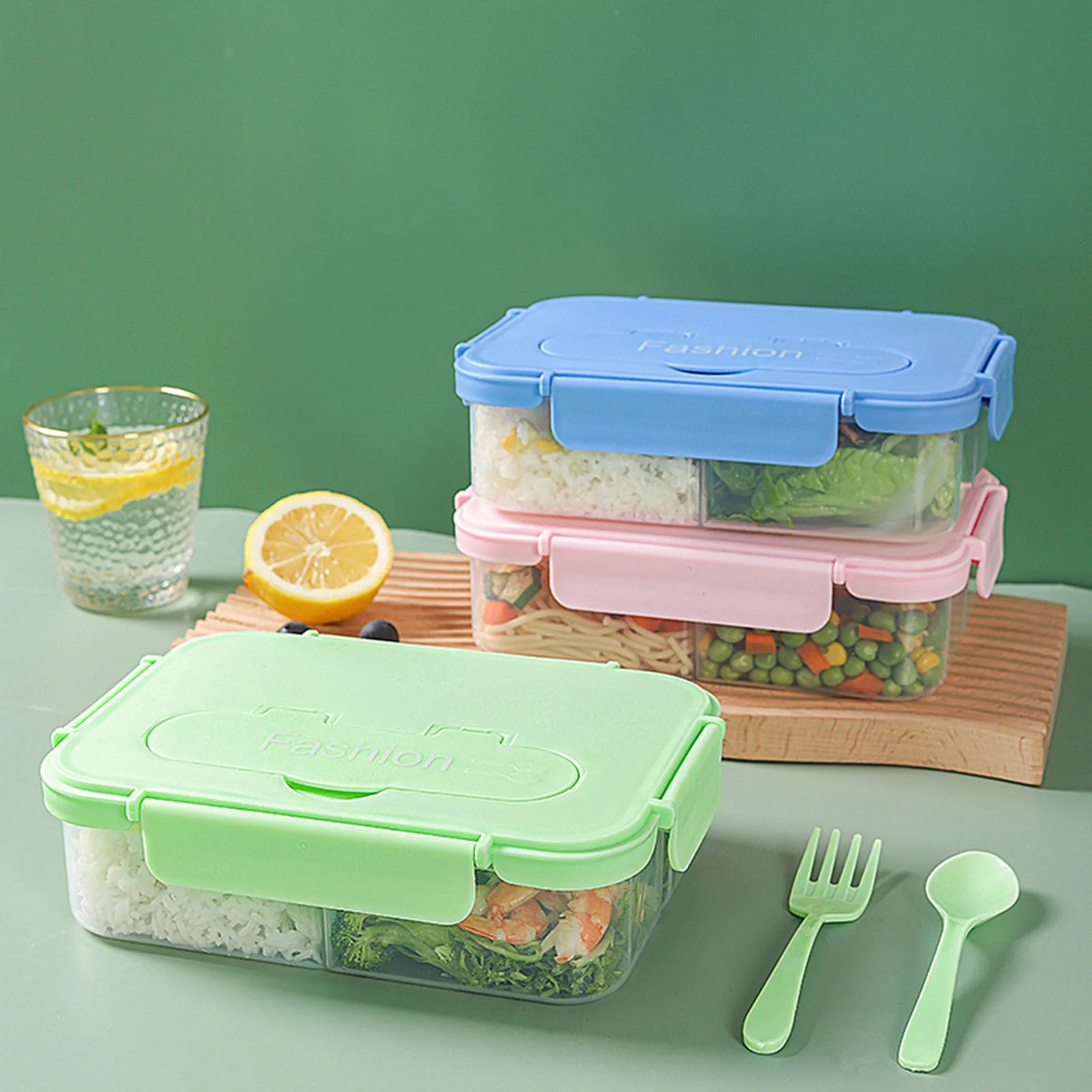 

Bento Box For Kids And Adults Lunch Box Food Storage Container With Fork & Spoon Food Storage Bags Container Food Divider