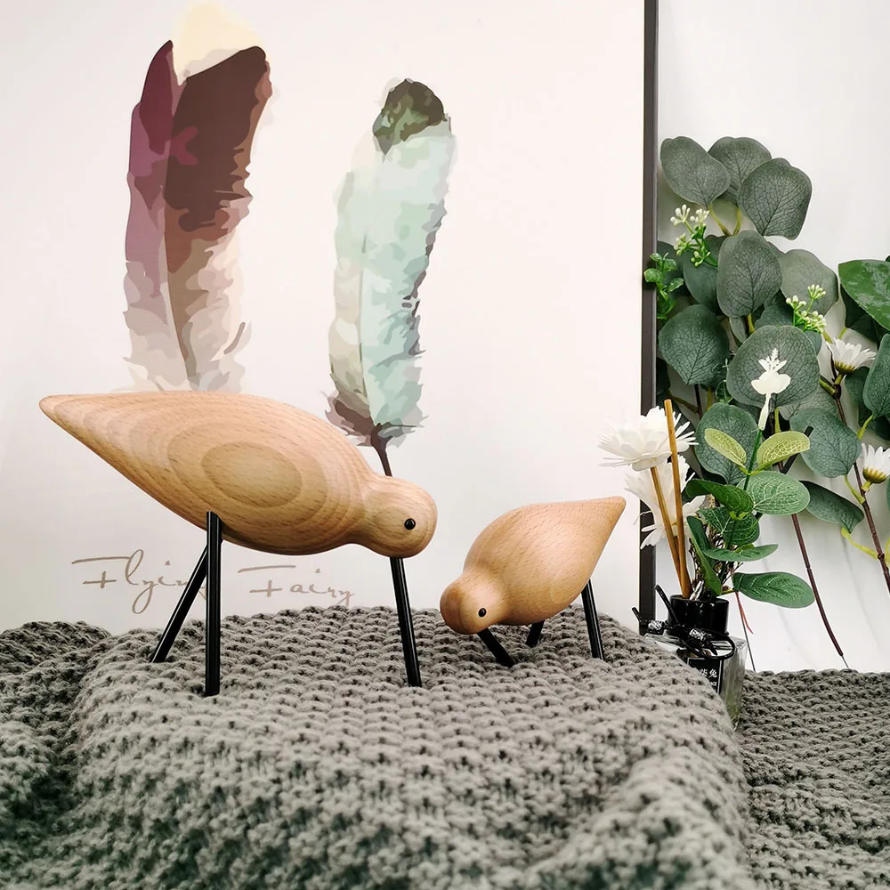 

Beech bird wood decoration craft figurine for decor home living room Christmas gift