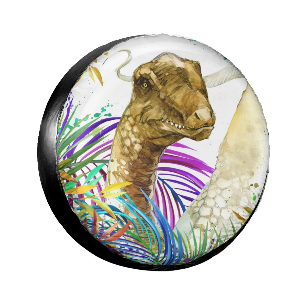 

1 шт. чехол для запасных автомобильных шин динозавр тропический экзотический лес полиэстер сумка для хранения автомобильных колес Пылезащи...