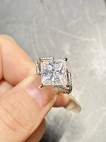 senior925 Sterling Silver Beautiful 5CT Square Cut Large Grain Moissanite Ring Like Diamond Wedding EngagementJewelryanniversary