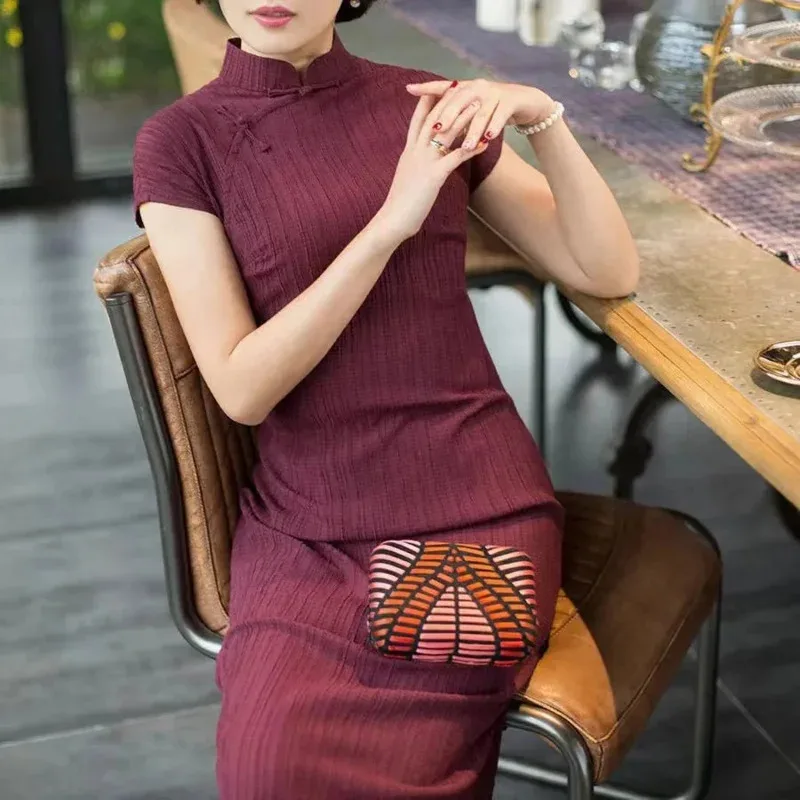 2023, традиционное китайское платье Cheongsam для женщин и девочек, хлопковое льняное платье в стиле ретро, облегающее сексуальное короткое винтажное платье qipao khj (art.: 3920d012ab001) - 3920d012ab001