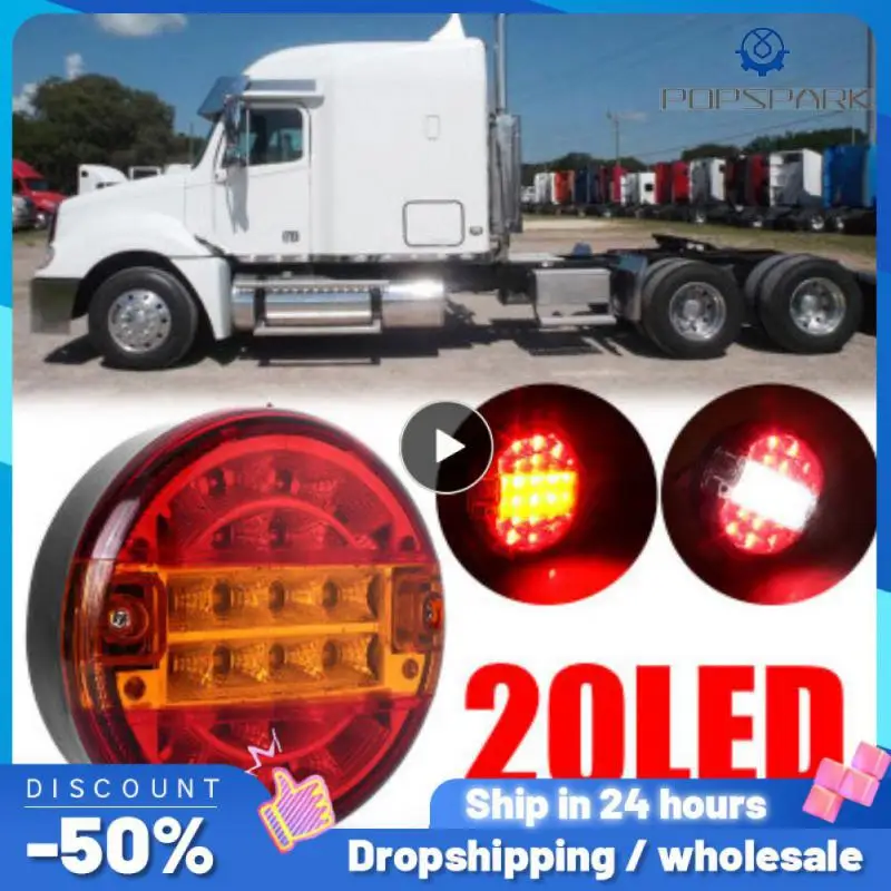 

12v 24v 20-led Tail Light Super Bright Turn Signal Lamp Waterproof Round Hamburger Lamps Car Accessories Rear Brake Light