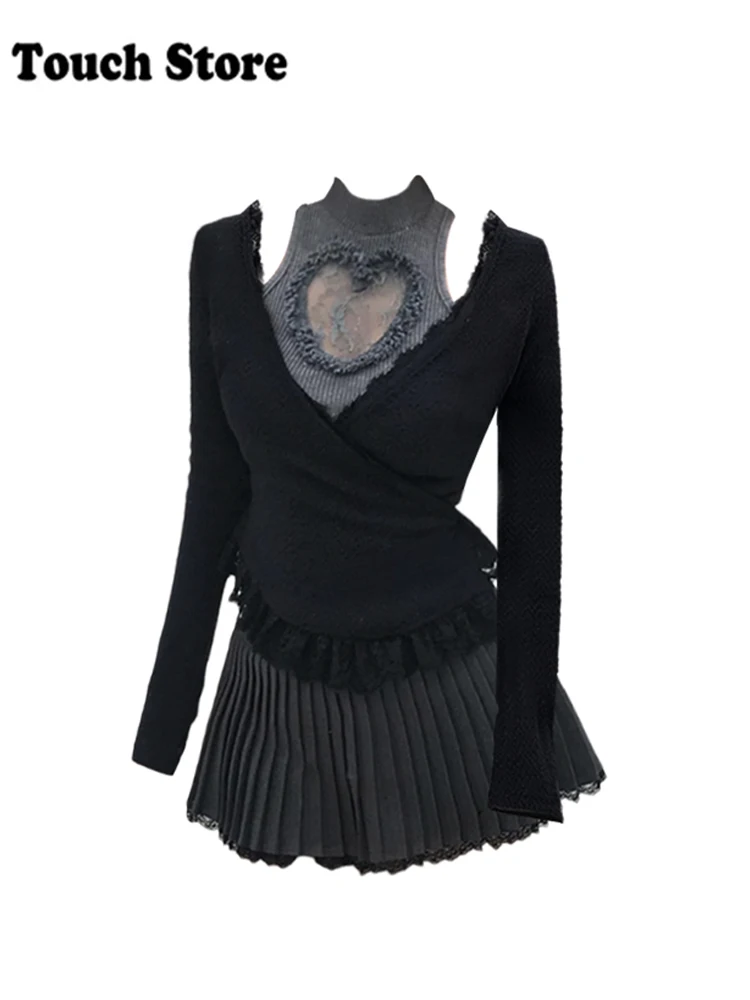 Зимняя женская шикарная кокетка Idols Highschool Gyaru комплект из 2 предметов топы с