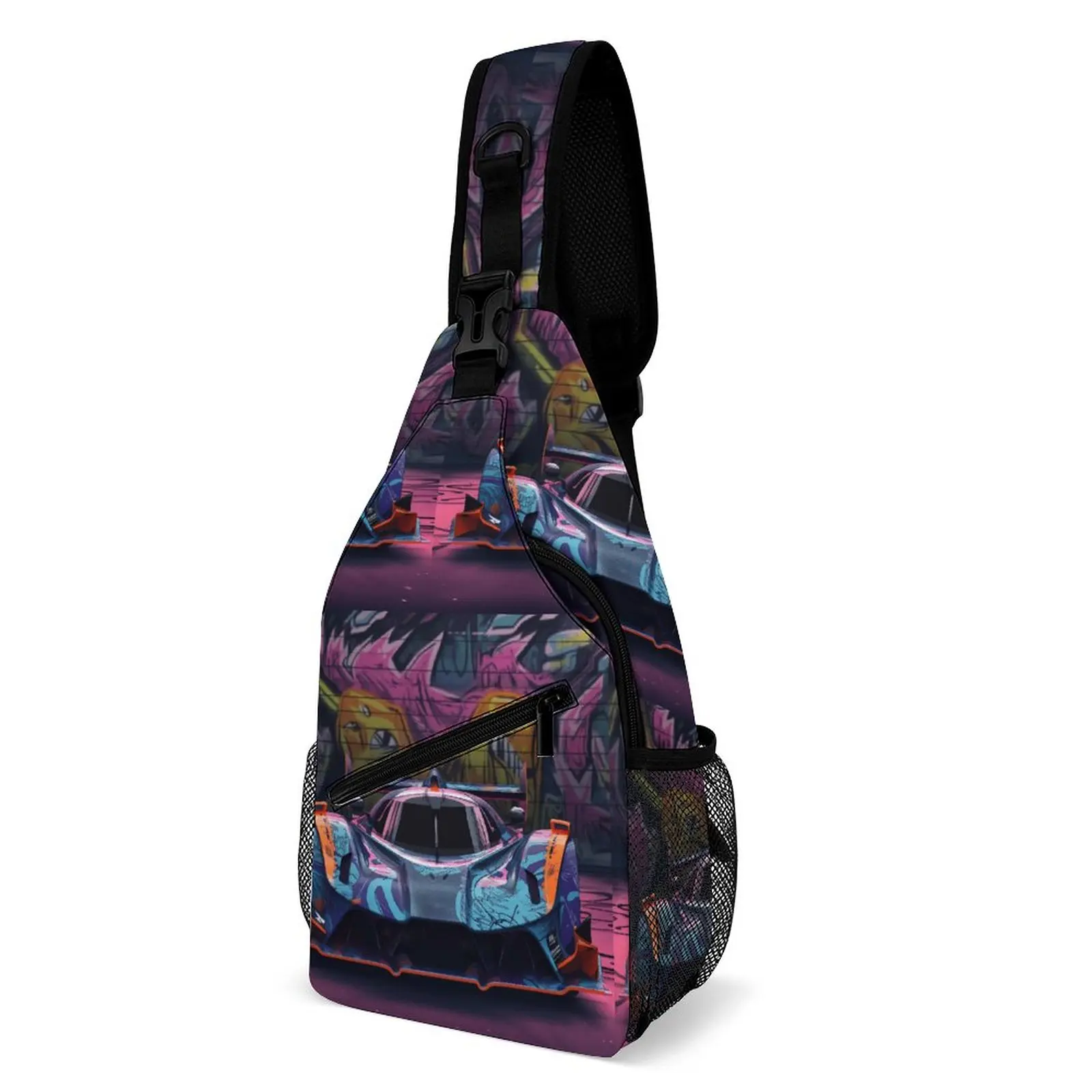 

Dazzling Sports Car Shoulder Bags Wall Graffiti Funny Chest Bag Men Motorcycle Outdoor Style Sling Bag Phone Custom Small Bags