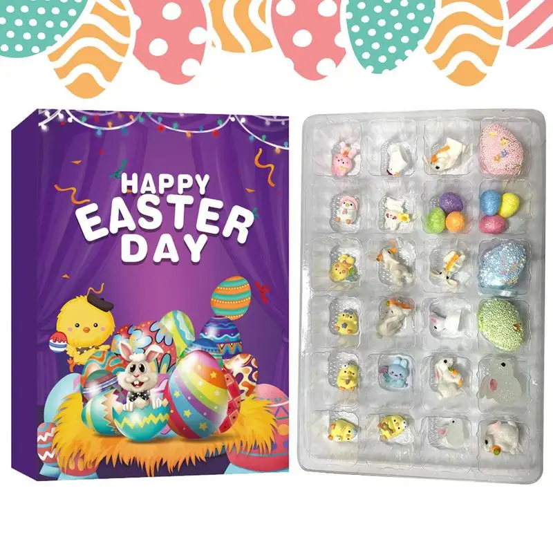 

Пасхальный календарь с 24 ячейками, фигурка пасхального кролика с яйцами, счастливый праздник, весенвечерние чная игрушка для мальчиков и де...