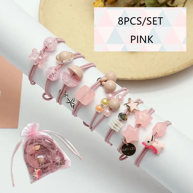 

8PCS/Set New Women Girls Elegant Flower Pearls Bow Elastic Hair Bands Sweet Scrunchie Headband Rubber Bands Hair Accessories