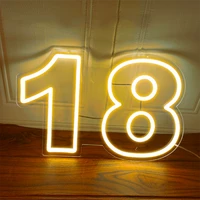 custom night light 18 number letter 21 led lights neon signs for home decorative lamp room wall lighting