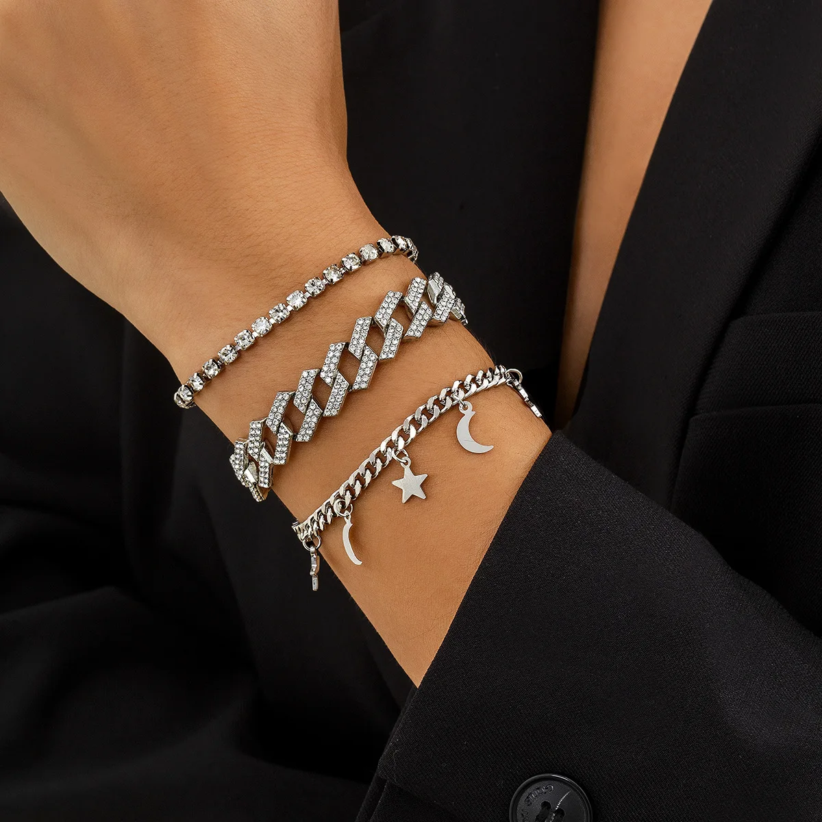 Star tassel moon full diamond bracelet simple adjustable inlaid bracelet