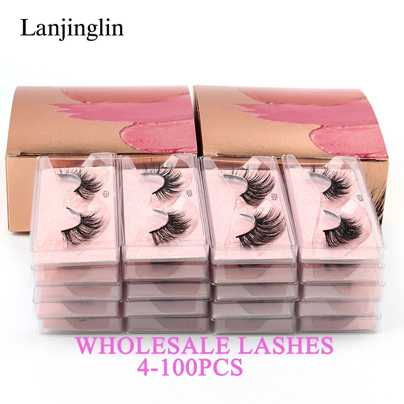 

Wholesale False Eyelashes 4/10/50/100 Pairs Natural Soft 3D Mink Lashes Handmade Cruelty-free Extension Faux Cils Bulk maquiagem