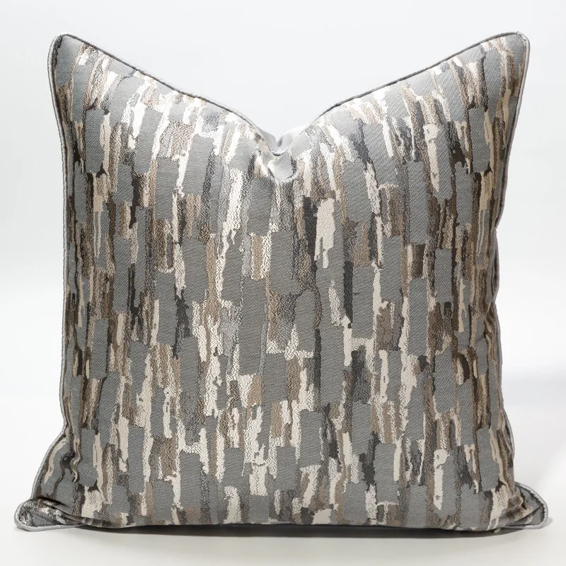 

30*50cm/45*45cm/50*50cm Cushion Plaid Polyester Sofa Simple Single-sided Pillowcase Printing Cover Style Gray Cover