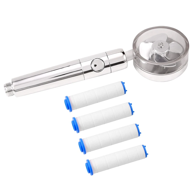 

Propeller Shower Head,Turbo Fan Shower Head Handheld Shower Head High Pressure With Hose Shut Off & Holder Filter