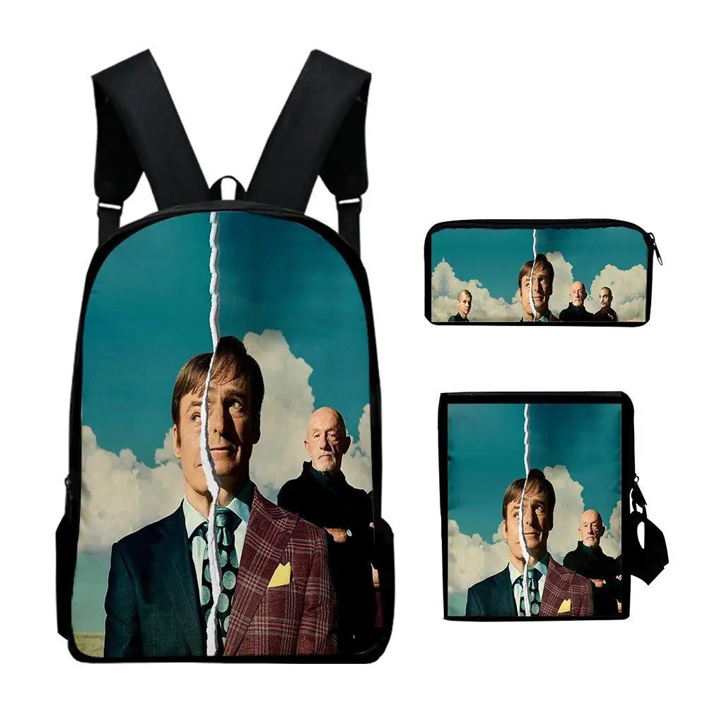 

Classic Better Call Saul 3D Print 3pcs/Set pupil School Bags Laptop Daypack Backpack Inclined shoulder bag Pencil Case