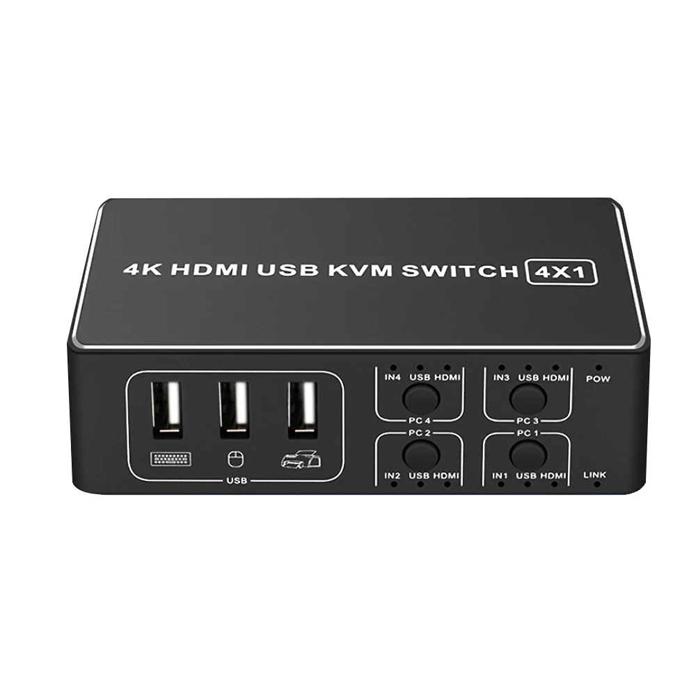 KVM-переключатель HDMI USB 4 порта ввода 1 выход Поддержка 4K 60 Гц с большим |