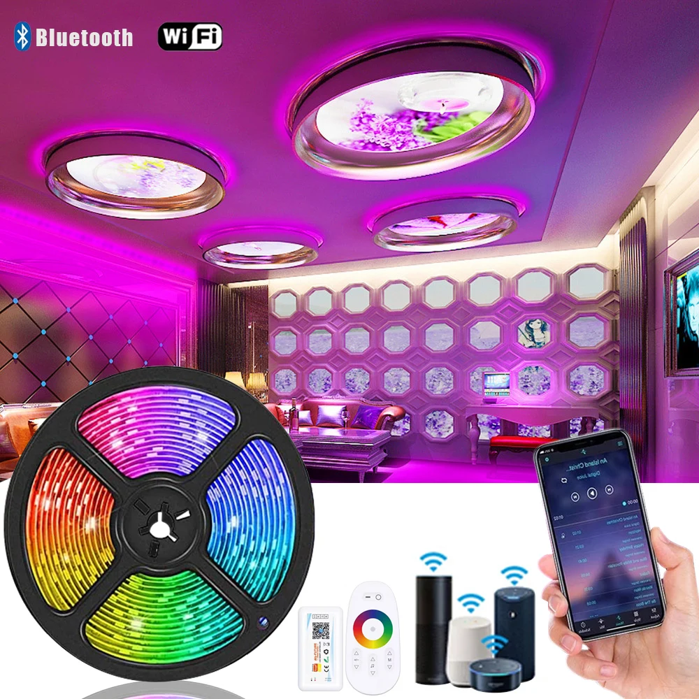 LED light strip bluetooth APP controller 5050 12v 15M light strip for family party KTV room decoration