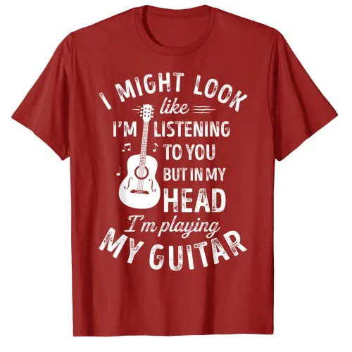 

I Might Look Like I'm Listening To You Funny Guitar Music T-Shirt Men's Fashion Rap Hip Hop Tee Tops Streetwear Graphic Outfits
