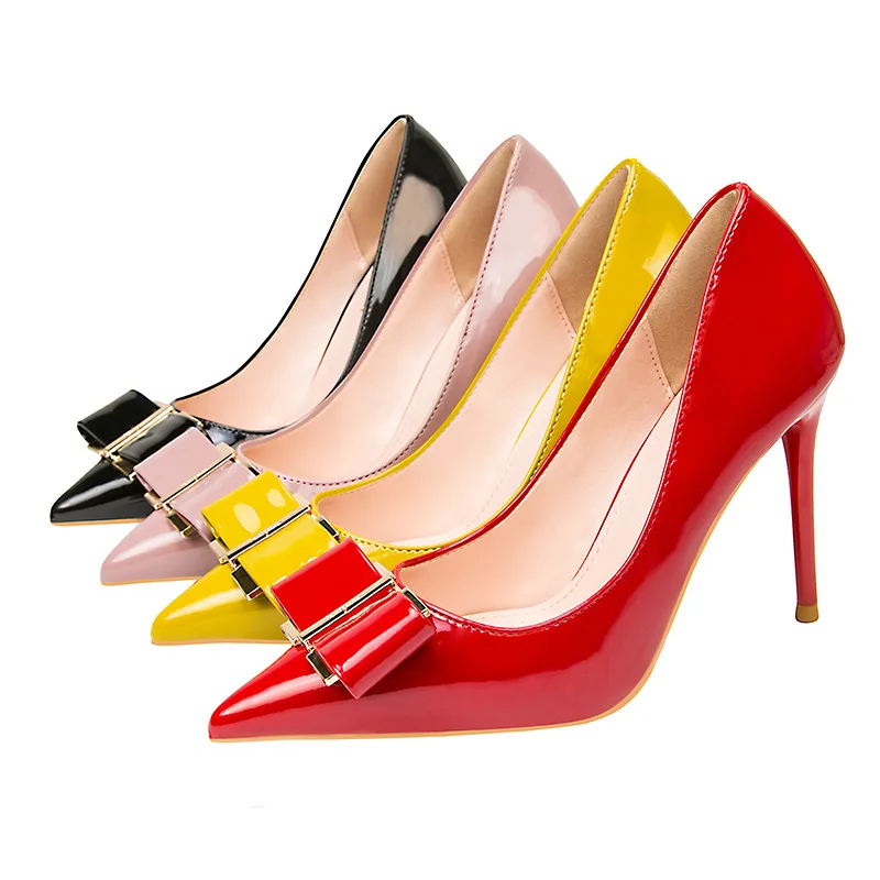 Women's Summer Simple Stiletto Heel High Shoes Fashion Shallow Mouth Pointed Toe Sandals Sexy Party Skinny Slip Bow Pumps Heel