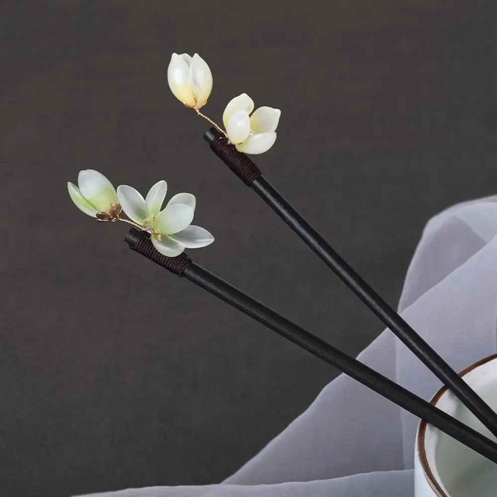 

Шпилька для волос Hanfu в китайском стиле с жемчужинами и кисточками, деревянная шпилька для волос, женская элегантная Ретро вилка для волос, Плетеный головной убор