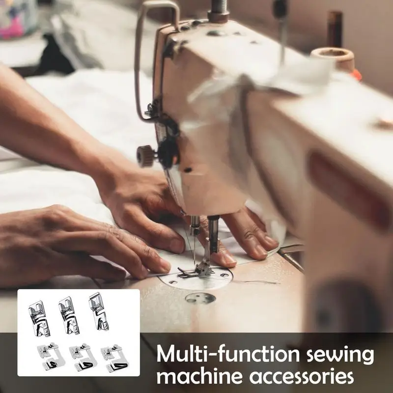 

6pcs set of household multifunctional sewing machine accessories hemming presser foot 3 4 6mm 4/8 6/8 8/8 hemming presser foot