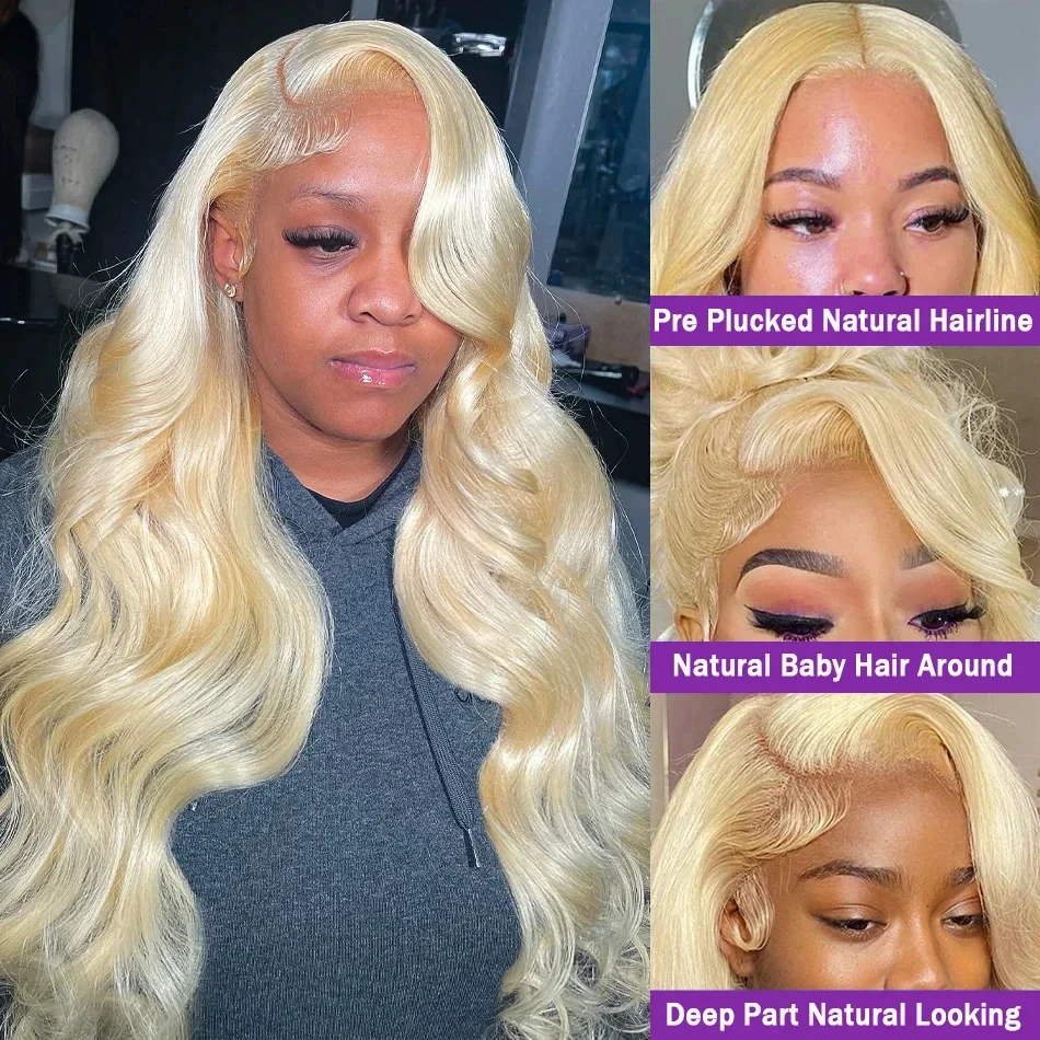 Блондинка 613 Объемная волна 13x6 Длинный кружевной фронтальный парик Neddie