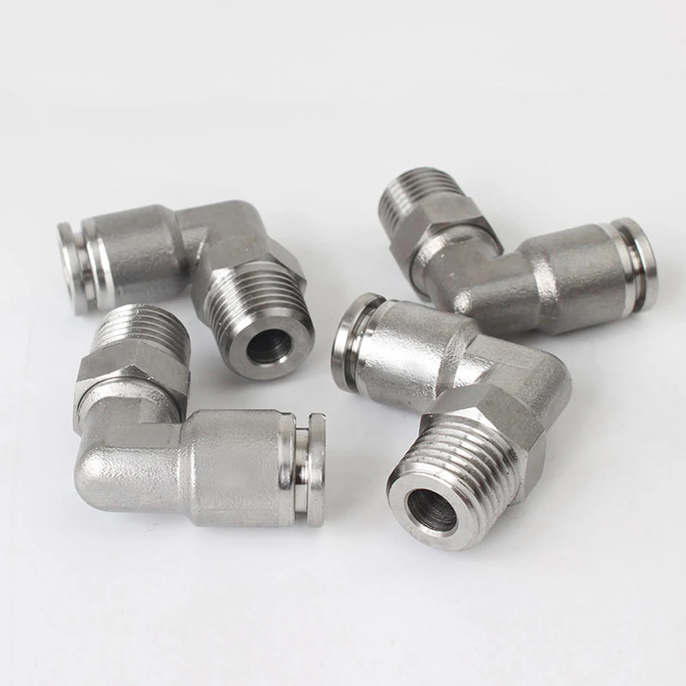 

Pneumatic PL Elbow M5 1/8" 1/4" 3/8" 1/2" BSPT Male Thread 304 Stainless Steel Pipe Push In Quick Connector Air Fitting Plumbing