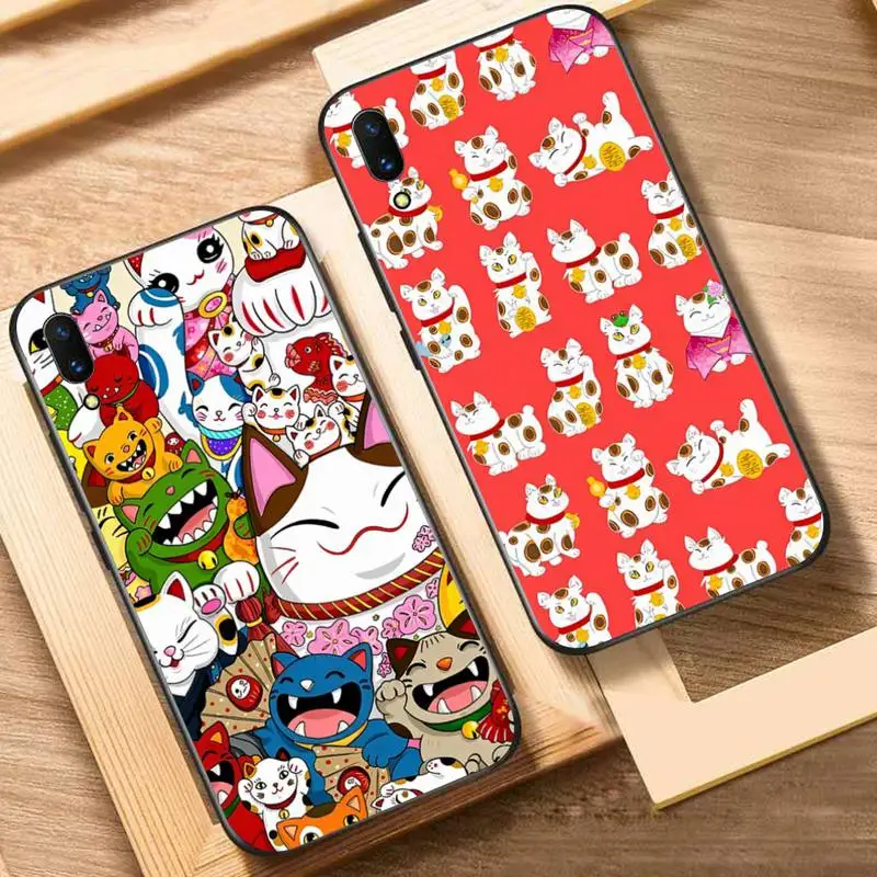 

Lucky Cat Phone Case For Oppo Reno Realme C3 6Pro Cover For vivo Y91C Y17 Y19 Funda Capa
