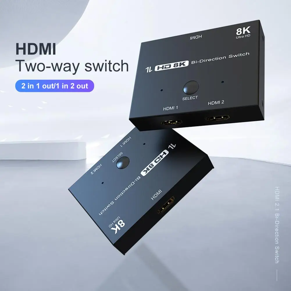 

Hdmi-compatible 2-way Directional Switcher 8k60hz 4k120hz Conversion Hd Switcher 2-in-1out Mutual Conversion Splitter Converter