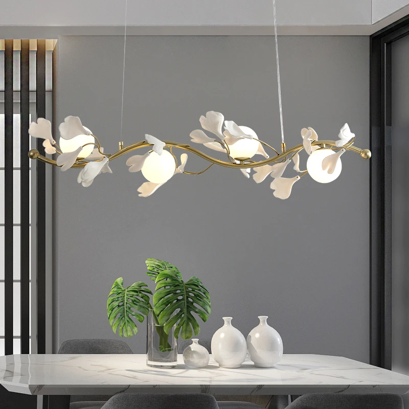 

Nirdic LED Chandeliers Ceramic Ginkgo Leaf Petals for Dining Room Dining Modern Hanging Lamp Restaurant Lighting Interior Decor
