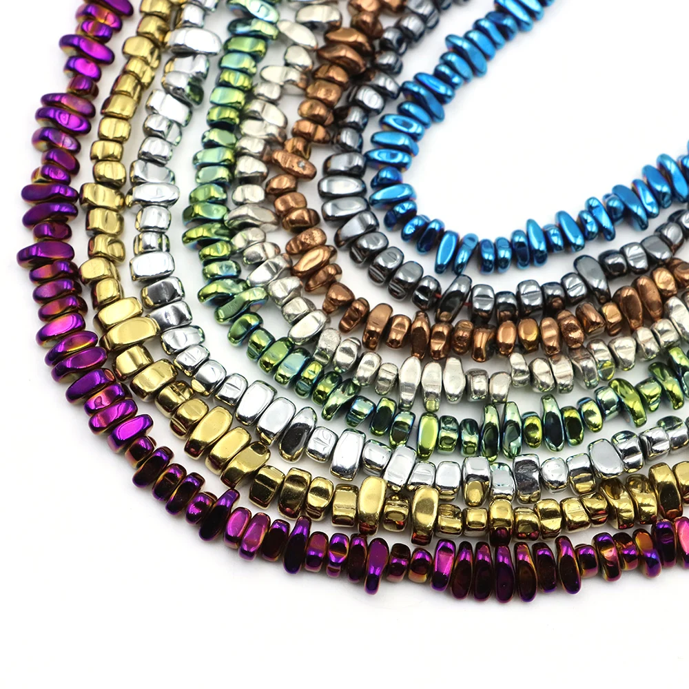 Фото 5-8mm Gold Silver Plated Natural Irregular Hematite Spacer Loose Stone Beads for Jewelry Making DIY Bracelets Necklaces 15'' №1