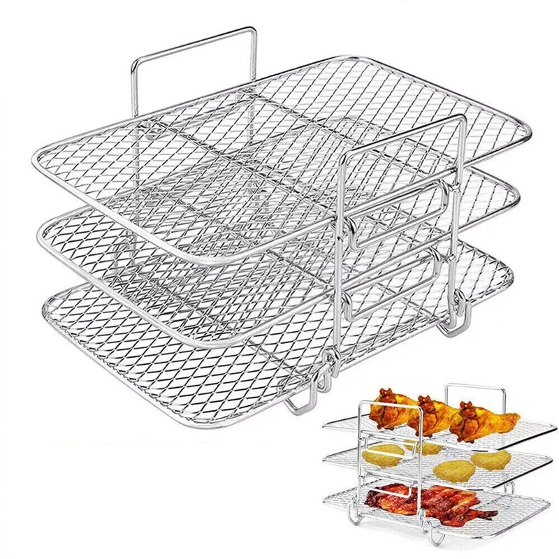 3-слойная стойка для фритюрницы штабелируемая гриля нержавеющая сталь