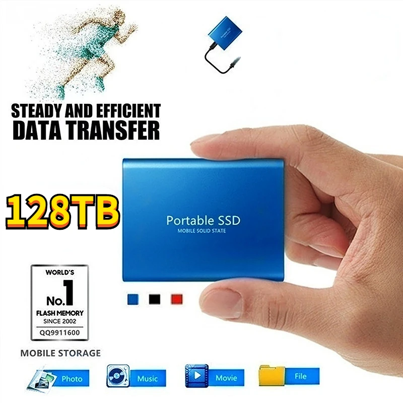 Portable SSD Type-C USB 3.1 8TB 16TB 32TB 64TB  SSD Hard Drive 128TB External SSD M.2 for Laptop Desktop SSD Flash Memory Disk enlarge