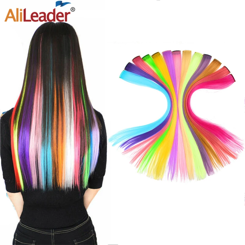 

5/10 Pcs Synthetic Clip On Hair Extension 57Colors Ombre Straight Hair Extension Clip In Hairpiece High Temperature Faber Hair