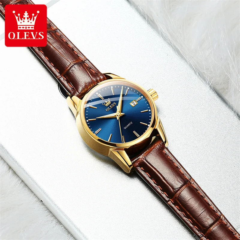 OLEVS Top Brand Women Quartz Watch Fashion Ladies Clock Leather Waterproof Date Luxury Women Wristwatch Relogio Feminino