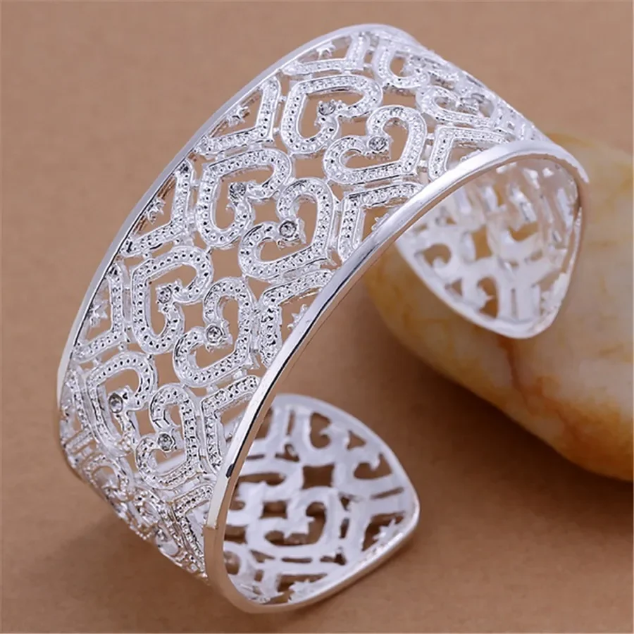 

charms nice simple fashion silver color elegant women crystal Bangles bracelet jewelry wedding gift