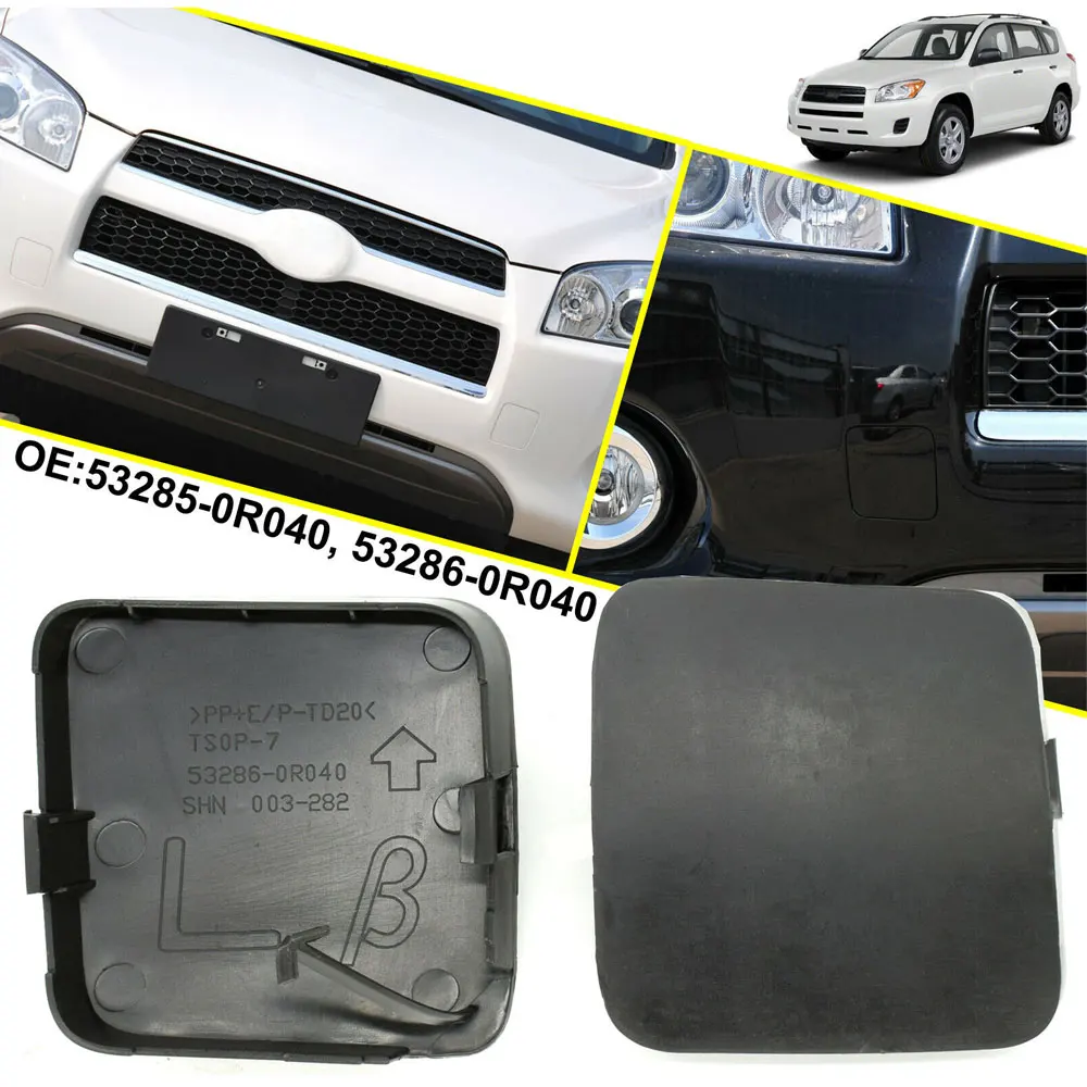 

2* Front Bumper Tow Hook Covers Black Left Right Bumper Tow Hook Eye Cover Caps Car Accessories for Toyota RAV4 XA30 2011 2012