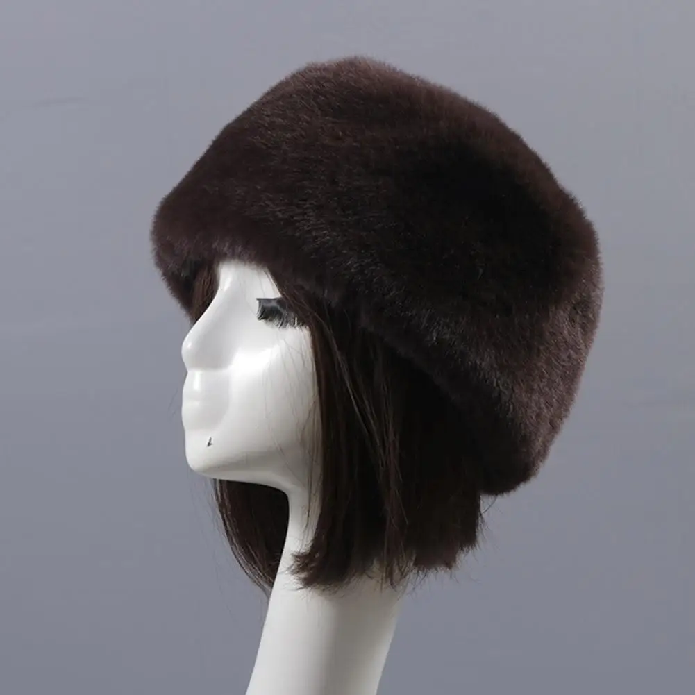 

Stylish Flat Hat Breathable No Shedding Women Thick Fluffy Faux Fur Winter Hat Super Soft Faux Fur Hat for Daily Life