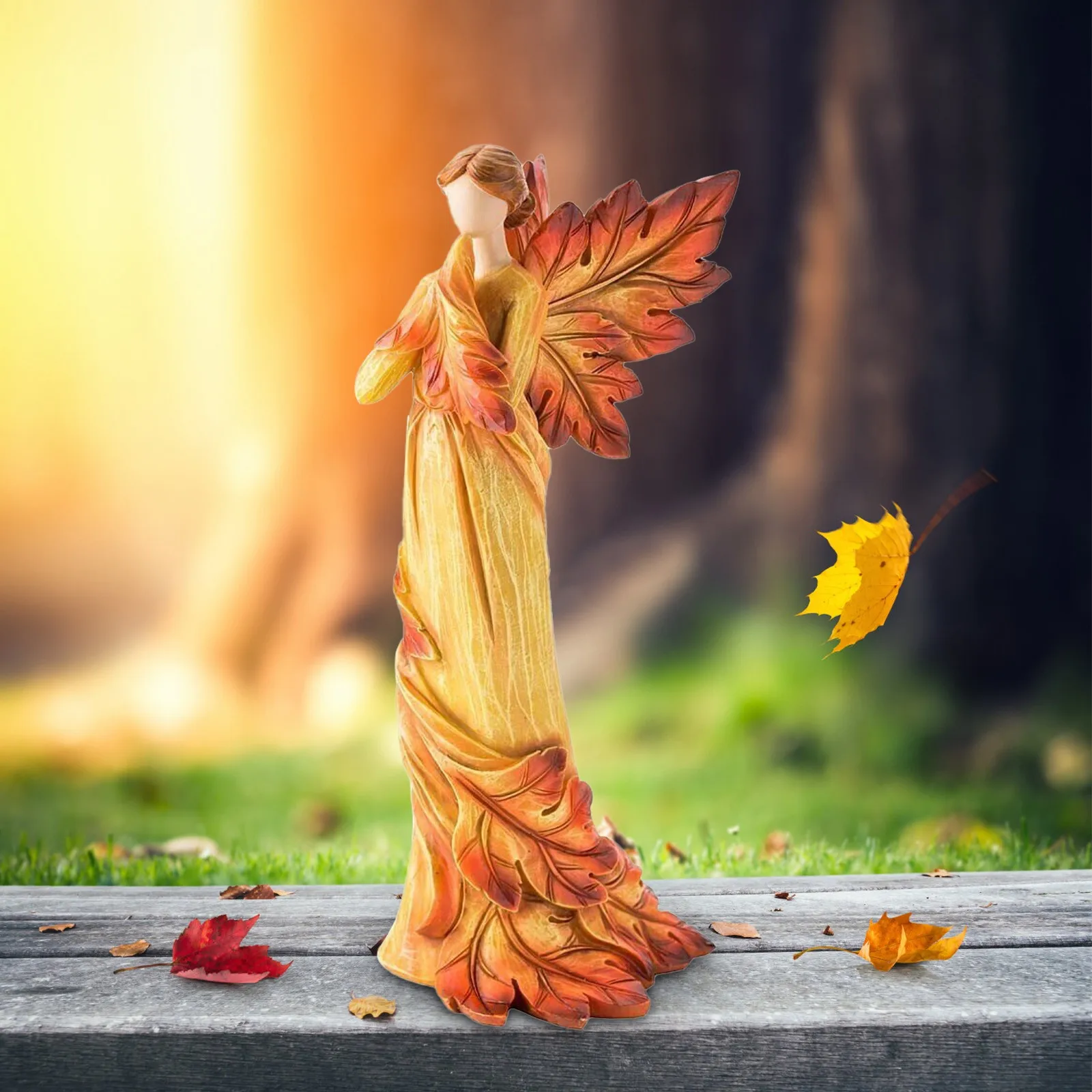 

Autumn Angel Resin Crafts Maple Leaf Angel Ornament Desktop Ornament Office Study Desktop Decor Resin Figurines Crafts Home Dec