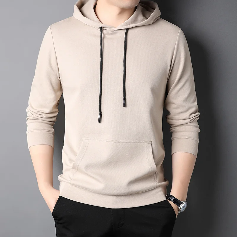 

Hoodies tide br spring autumn new slim joker top middle-aged and young men's bottoming shirt with solid color