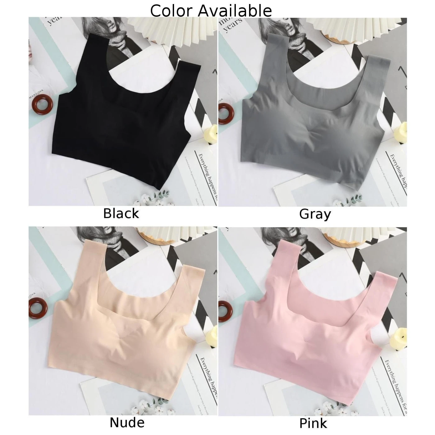 

Women Seamless Vest Bras Wireless Push Up Sports Underwear Soft Padded Invisible Bralette Brassiere Yoga Vest Crop Top