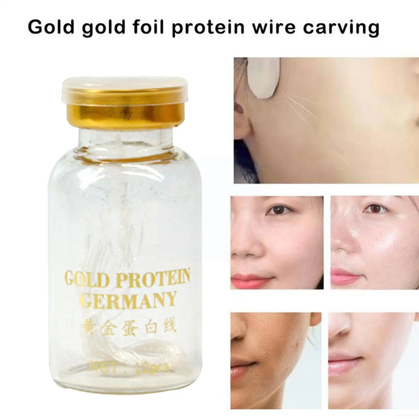 

24k Golden Protein Peptide Essence Firming Anti-wrinkles Skin Care Pure Collagen Whitening Face Serum For Women A4n5