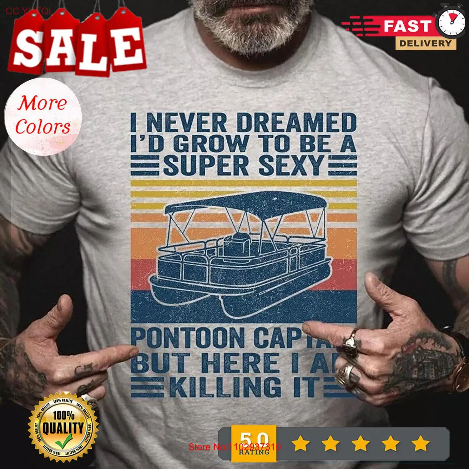 Понтонный капитан но здесь я ее убиваю забавная футболка понтонного капитана P