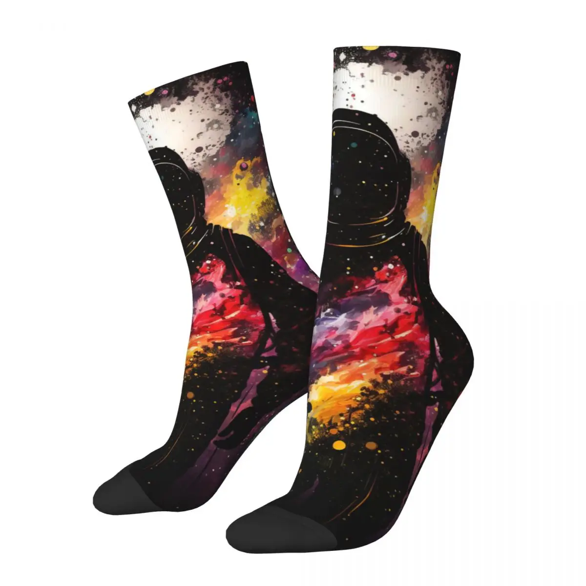 

Funny Happy Men's compression Socks Color Splash Retro Harajuku Astronaut Street Style Novelty Seamless Crazy Sock Gift Printed