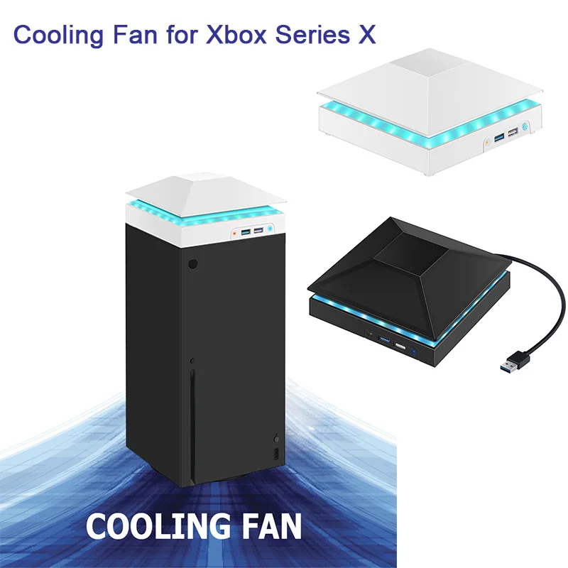 

Game Console Cooling Fan for Xbox Series X Console Cooler Heat Dissipation Fan Colorful Light Dust-proof w/ USB Charging Port