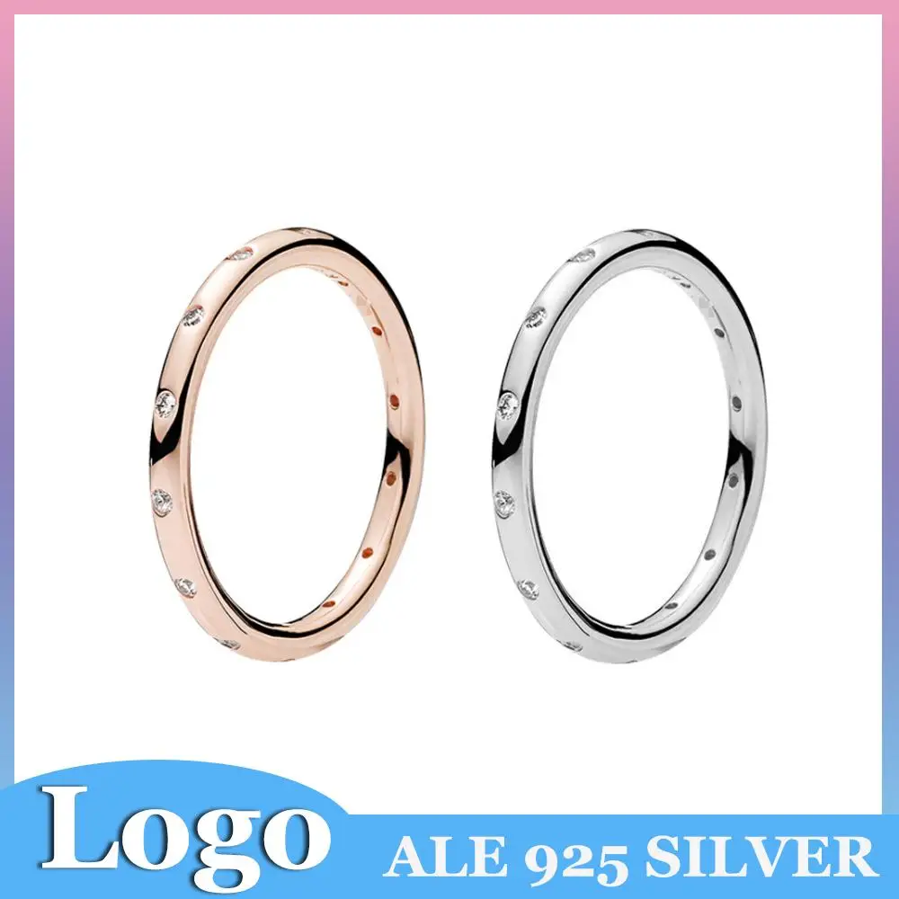 

925 Sterling Silver Simple Sparkling Band Ring Fits Pandora Original Couple Lover Rings Jewelry Women Wedding Jewelry Gifts