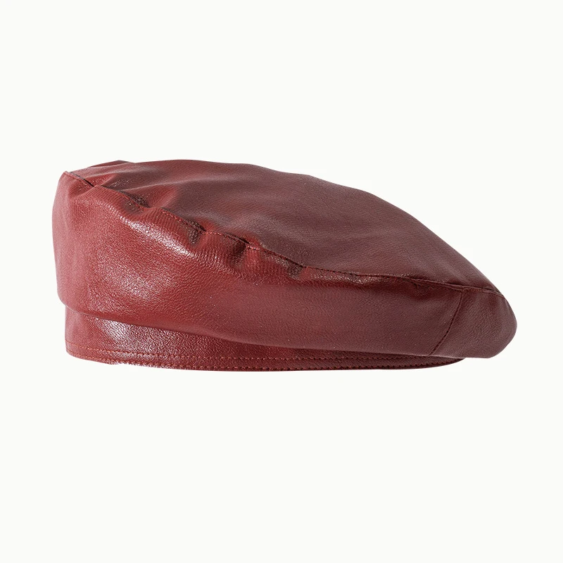 

Women Pu Leather Beret French Artist Spring Hat Cap Vintage Plain Beret Hats Solid Color Elegant Lady Leather Caps
