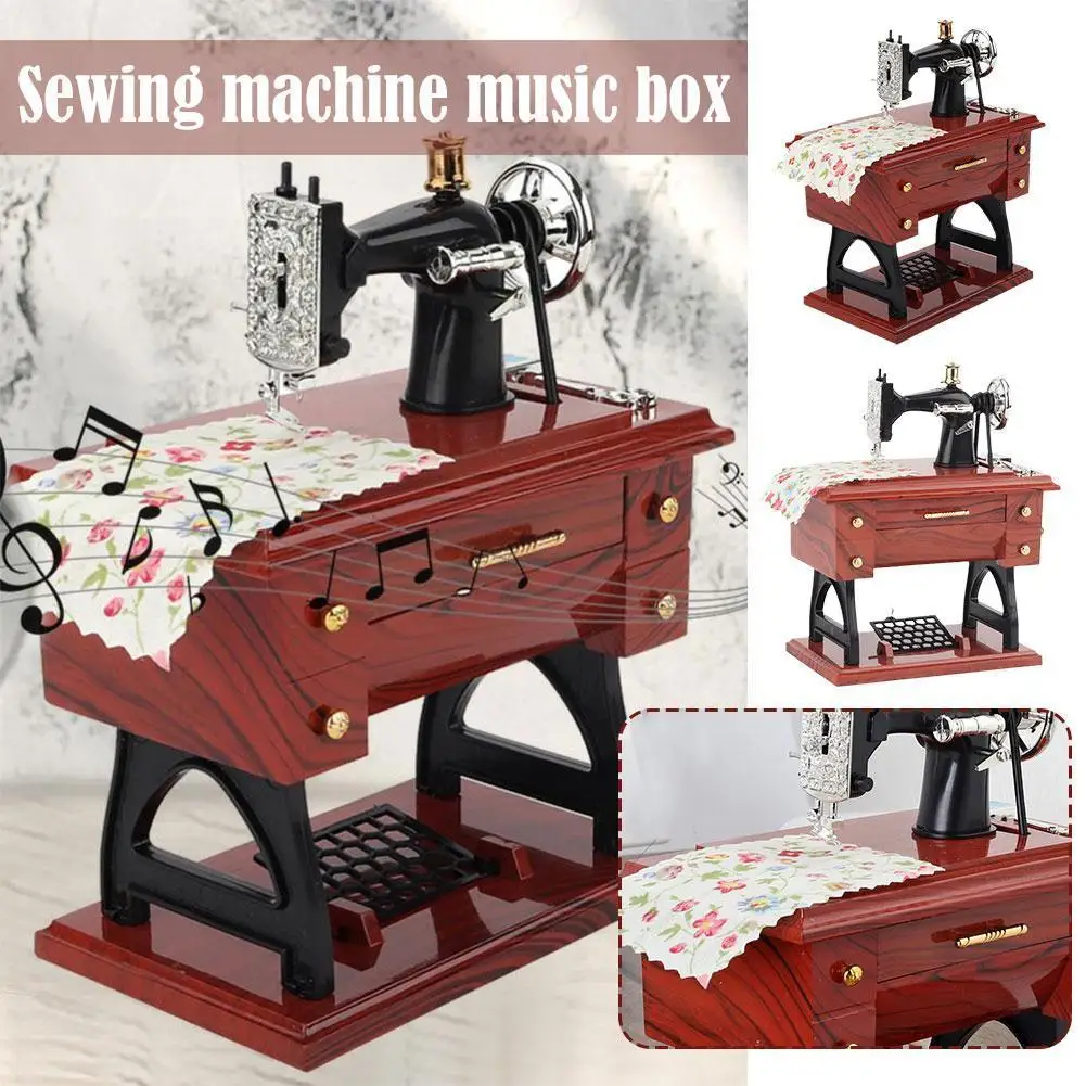 

Мини Швейная машинка в стиле ретро музыкальная шкатулка в винтажном стиле детская швейная миниатюрная настольная декоративная музыкальная машинка Настольный подарок Pl Q2Q8